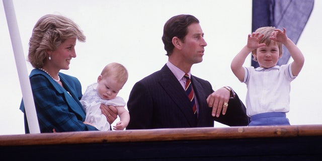 Prince William rocked a white button up with blue trim and blue shorts aboard the Royal Yacht Britannia in Venice, 1985.