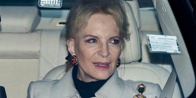 Princess Michael of Kent snapped in her car, arriving at the royal palace donning the controversial brooch.