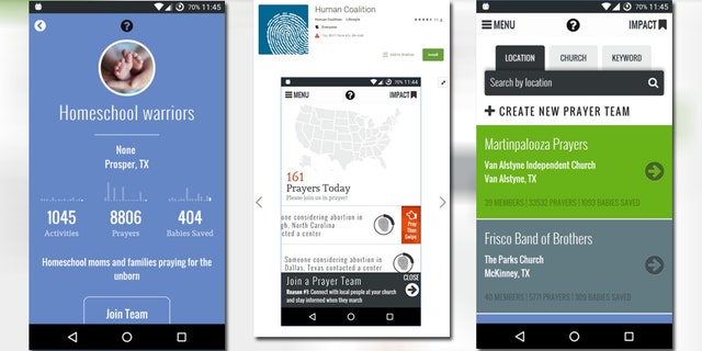 Assorted screenshots from the Human Coalition app.