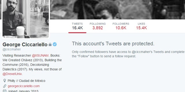 The professor's twitter account has since been set to private.