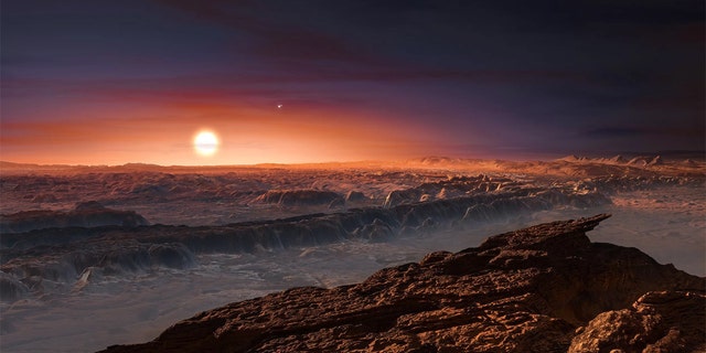 An artist's impression of the view from Proxima Centarui b, a newly discovered Earth-sized planet just four light-years away. It is unclear if there is intelligent life in the universe, but searches continue to find Earth-sized planets in the habitable zones of their respective stars. (Credit: NASA)