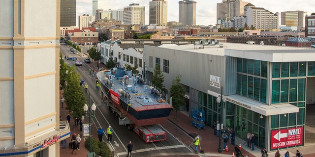 Nov. 19, 2016: PT-305, begins its journey through the streets of New Orleans to the Port of New Orleans.
