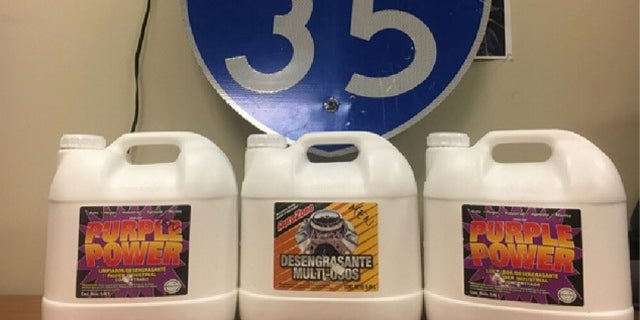 The methamphetamine was placed in "Purple Power" degreaser jugs. (Fox 7 Austin)