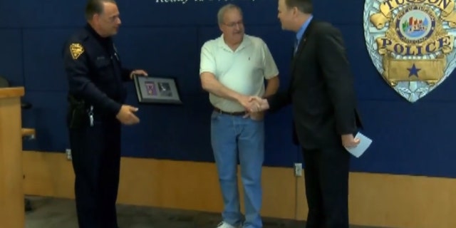 Glen Lyon was reunited with his grandfather's Purple Heart medal on Wednesday.