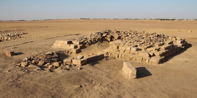 One of 16 pyramids uncovered in a cemetery in the ancient town of Gematon in Sudan. The pyramid likely rose more than 39 feet in height.