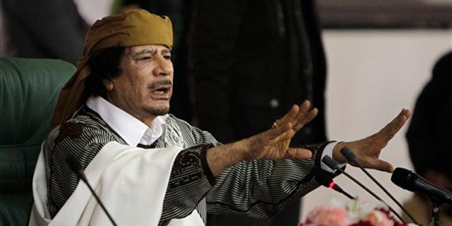 Libyan leader Muammar al-Qaddafi is shown in Tripoli on March 2.