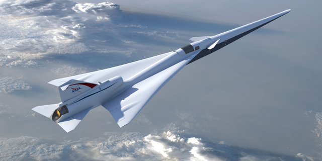 Illustration of NASA's Low-Boom Flight Demonstration aircraft as outlined during the project's preliminary design review in 2017.