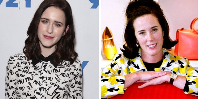 Rachel Brosnahan (L) paid tribute to her late aunt Kate Spade (R) three years after the fashion designer's death.