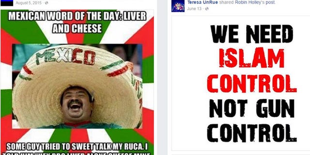 This combo shows two examples of some of the social media postings by Trump campaign staff members discovered by the Associated Press in an online search. Trumpââ¬â¢s paid campaign staffers have declared on their personal social media accounts that Muslims are unfit to be U.S. citizens, mocked how Mexicans talk, called for Secretary of State John Kerry to be hanged and stated their readiness for a possible civil war, according to a review by The Associated Press of their postings.(AP Photo)