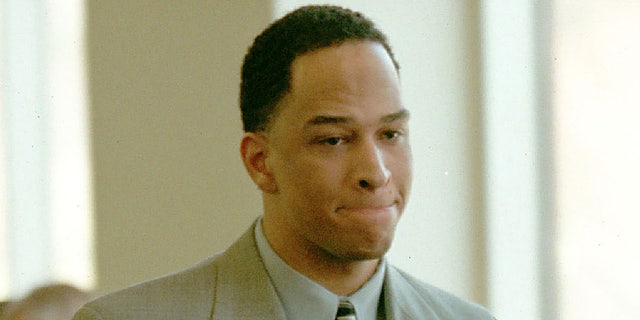 Rae Carruth, pictured here in January 2001, is seeking custody of his son once he is released from prison.