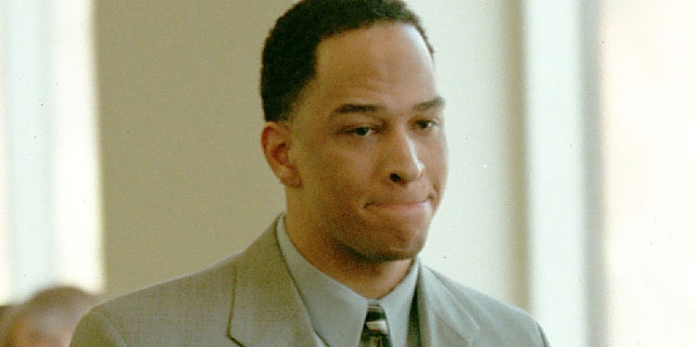 Rae Carruth, pictured here in January 2001, is seeking custody of his son once he is released from prison.
