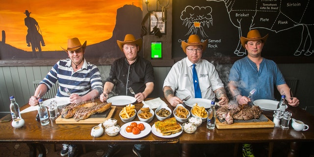 Four people can take the challenge as a group, but they must finish within an hour to earn the meal for free.