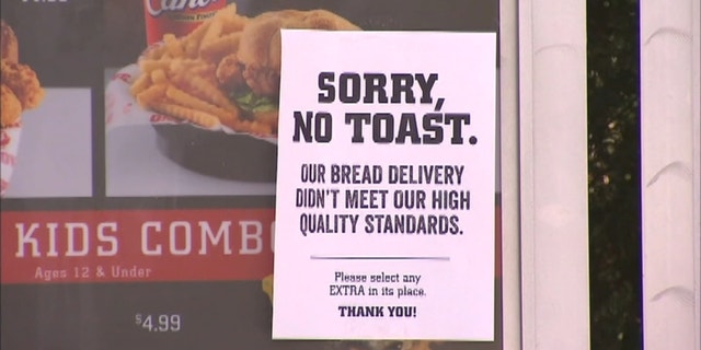 Raising Cane's restaurants in the affected areas offered customers an extra side or chicken fingers while its Texas toast was unavailable.