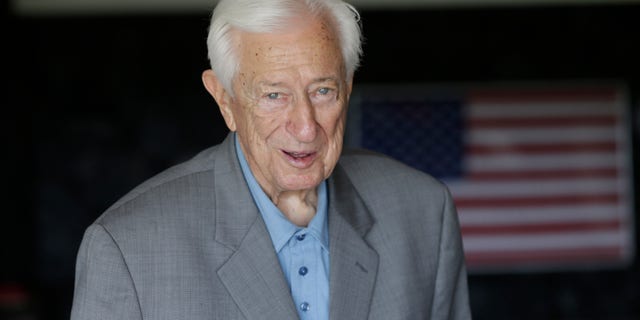 May 27, 2014: Congressman Ralph Hall smiles during a tour of his home in Rockwall, Texas.