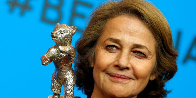 Feb. 14, 2015. Charlotte Rampling holds the Silver Bear for Best Actress for her role in 45 years after the award ceremony at the 2015 Berlinale Film Festival in Berlin, Germany.