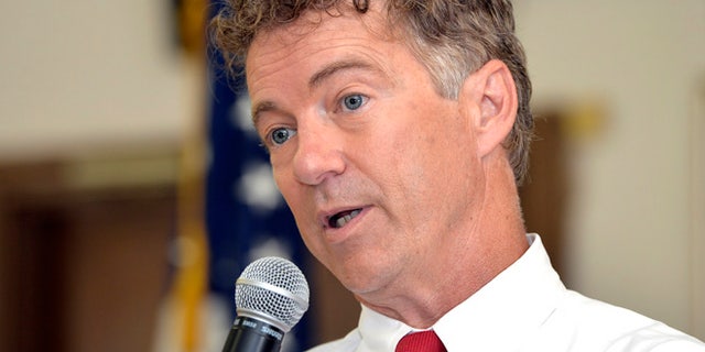 Aug. 10, 2015: Republican presidential candidate Sen. Rand Paul, R-Ky. speaks in Bowling Green, Ky. Pauls re-election campaign is on hold pending the outcome of his presidential bid. (AP)