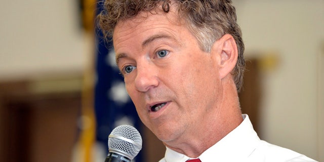 Aug. 10, 2015: Republican presidential candidate Sen. Rand Paul, R-Ky. speaks in Bowling Green, Ky. Pauls re-election campaign is on hold pending the outcome of his presidential bid. (AP)