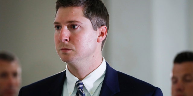 Ray Tensing leaves court in Cincinnati Friday.