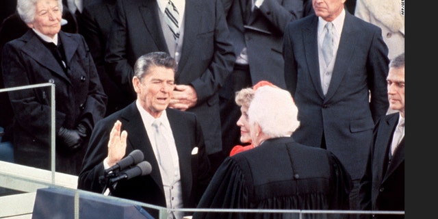 Reagan was sworn in by Chief Justice Warren Burger in 1981.