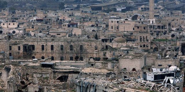 A view shows the damage in the Old City of Aleppo as seen from the city's ancient citadel, Syria January 31, 2017. Picture taken January 31, 2017. REUTERS/Omar Sanadiki - RC1329E7E500