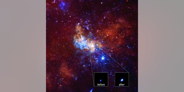 The brightest flare ever seen near the supermassive black hole at the center of the Milky Way galaxy was spotted by NASA's Chandra X-ray Observatory.