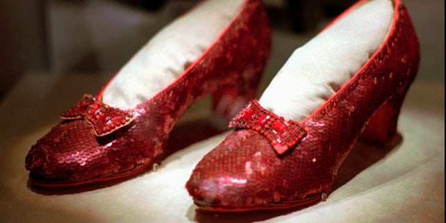 Judy Garland's iconic ruby slippers from "The Wizard of Oz" were stolen in 2005. FBI agents recover the shoes in 2018 during an undercover sting. Here is what the slippers looked like in a file photo from April 10, 1996.