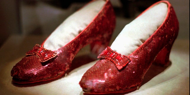 Judy Garland's iconic ruby slippers from "The Wizard of Oz" were stolen in 2005. FBI agents recover the shoes in 2018 during an undercover sting. Here is what the slippers looked like in a file photo from April 10, 1996.