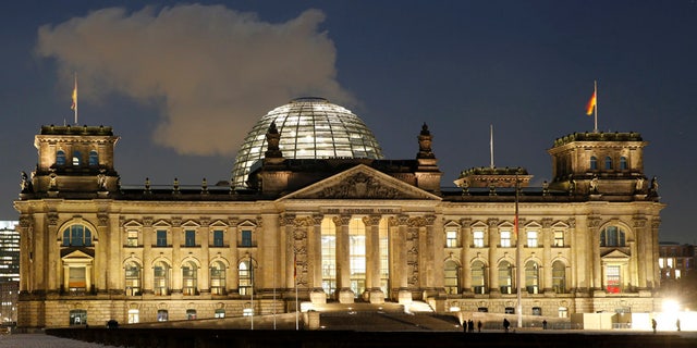 The Reichstag building in Berlin, Germany.