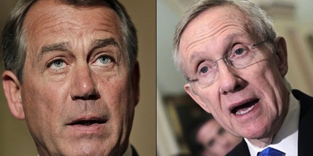 Shown here are House Speaker John Boehner, left, and Senate Majority Leader Harry Reid.