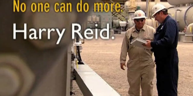 Shown here is a screen shot of a new ad for Sen. Harry Reid's campaign. (YouTube)
