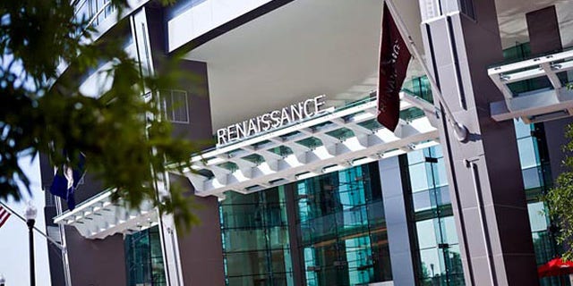 Exterior of Renaissance Arlington Capital View hotel.