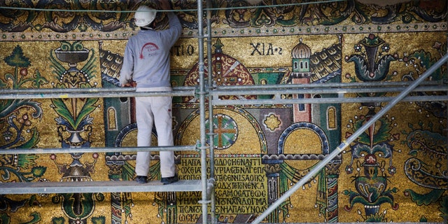 File photo of renovations at Bethlehem's Church of the Nativity. (AP Photo/Nasser Nasser)