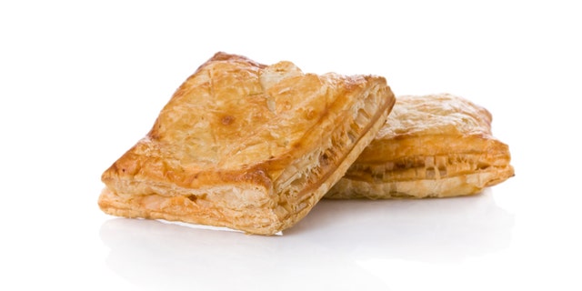 Puff pastry (sweet or salted) isolated on white background