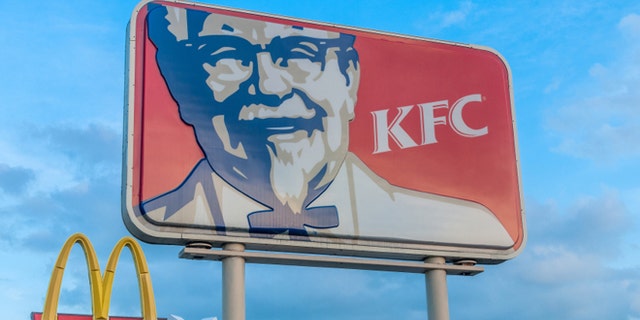 KFC and McDonald's in Miami, Florida, USA.