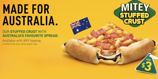 The new Vegemite stuffed crust is available for a limited time only.