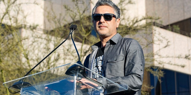 Reza Aslan speaks at the UTA "United Voices" Rally at United Talent Agency headquarters on Friday, Feb. 24, 2017, in Beverly Hills, Calif. He is the host of the new CNN show "Believer."