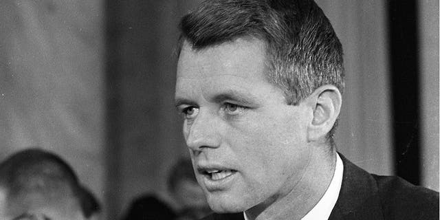 Attorney General Robert Kennedy testifying before a Senate subcommittee hearing on crime on September 25, 1963.