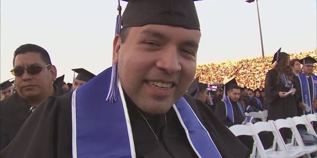 Richard Bautista graduates from Cerritos College in Norwalk, Calif.