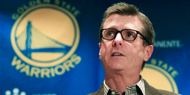 Golden State Warriors President Rick Welts speaks to reporters in Oakland, Calif., Dec. 21, 2011.