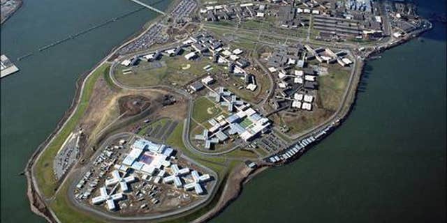 An aerial view of the Rikers Island Prison Complex, which sits on the East River between the Bronx and Queens, in New York City.