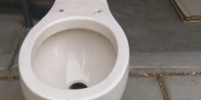The toilet where the wedding ring was found.