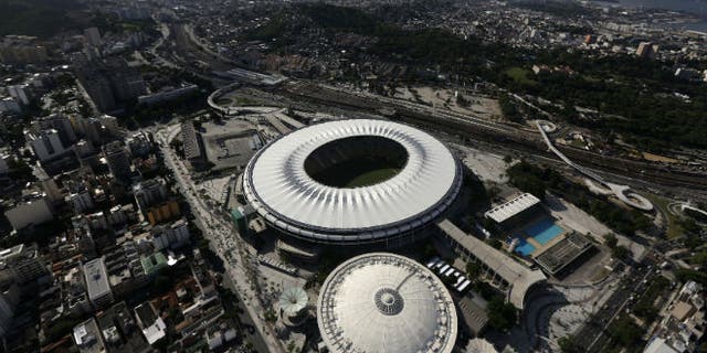 An aerial shot shows the Maracana stadium, one of the stadiums hosting the 2014 World Cup soccer matches, in Rio de Janeiro. (REUTERS/Ricardo Moraes)