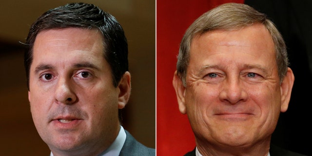 House Intelligence Committee Chairman Devin Nunes, left, has said the panel is mulling over the idea of inviting Chief Justice John Roberts to testify before Congress.