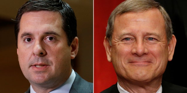 House Intelligence Committee Chairman Devin Nunes, left, has said the panel is mulling over the idea of inviting Chief Justice John Roberts to testify before Congress.