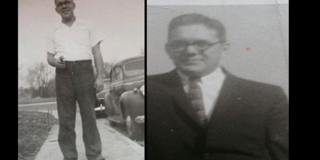 Photo (l) shows Robert Ivan Nichols holding a pistol in 1950s. Photo (r) shows Nichols in the 1960s.