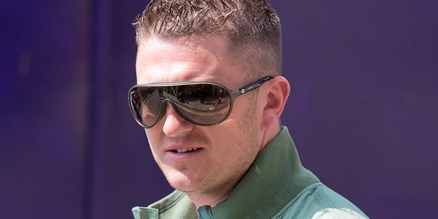 Tommy Robinson was arrested Friday outside a court in Leeds, England.