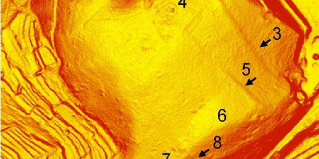 Lidar (the laser equivalent of radar) revealed the oldest known Roman military camp called San Rocco (C). Also shown are the Roman military camps Grociana piccola (A) and Montedoro (B). Scale bars: 100 m.