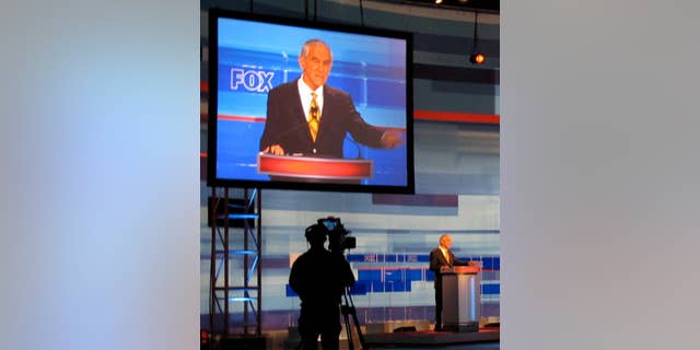 Texas Rep. Ron Paul gestures during a FOX News/South Carolina GOP debate Thursday, May 5 in Greenville. (Fox News Photo)