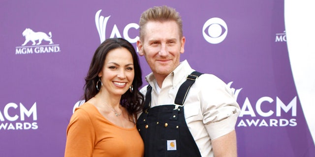 April 7, 2013. Joey+Rory, Joey Martin Feek (L) and Rory Lee Feek, arrive at the 48th ACM Awards in Las Vegas.