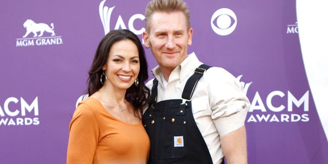 April 7, 2013. Joey+Rory, Joey Martin Feek (L) and Rory Lee Feek, arrive at the 48th ACM Awards in Las Vegas.